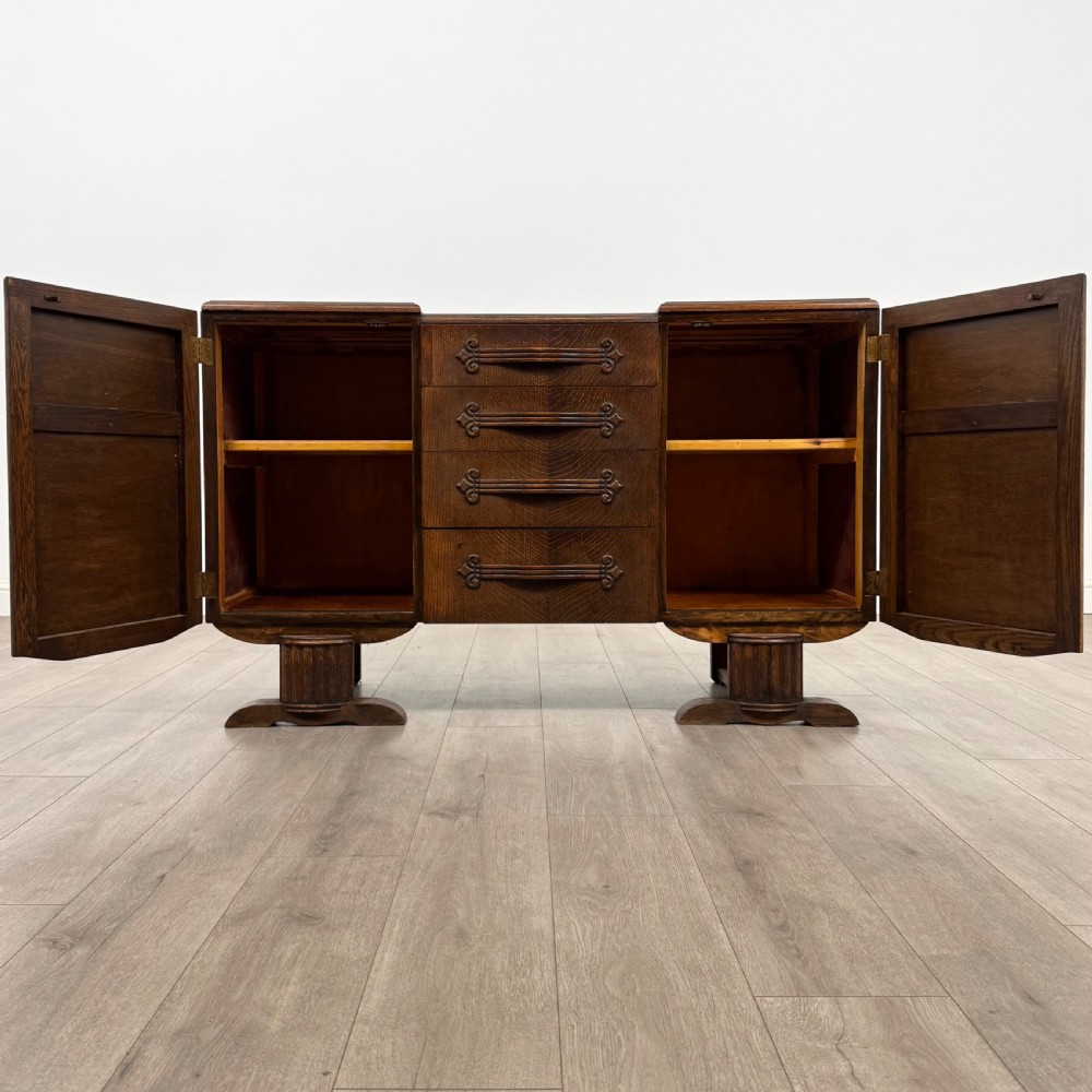 Antique 20th Century Art Deco Style Sideboard In Oak  View II