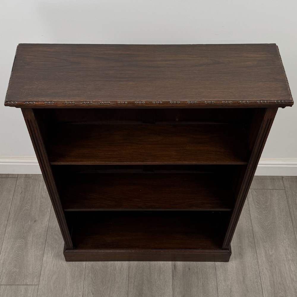 Antique 20th Century Good Quality Open Bookcase In Oak  View VII