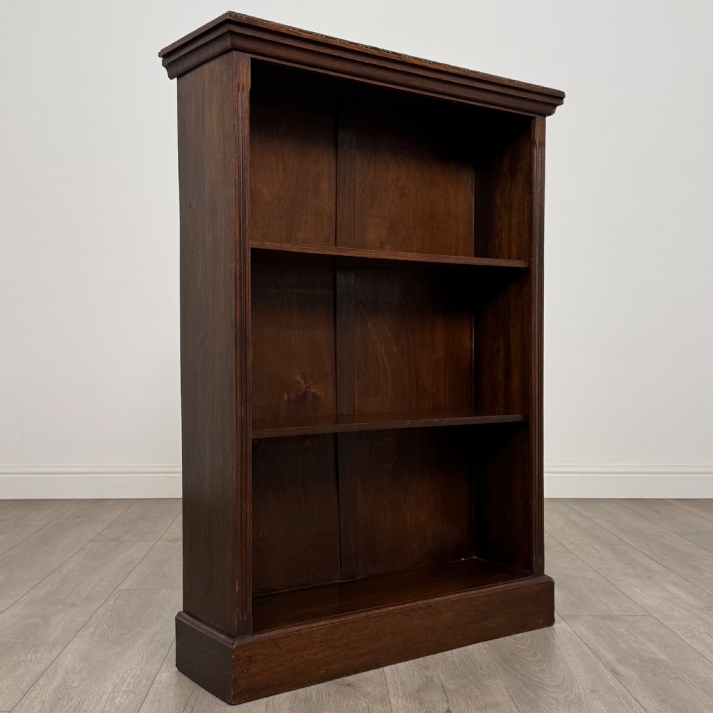 Antique 20th Century Good Quality Open Bookcase In Oak  View X
