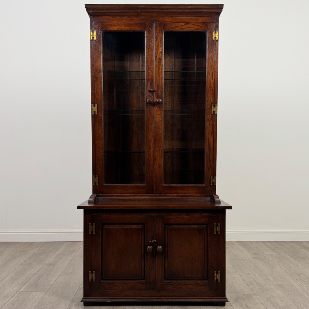 Antique 20th Century Good Quality Display Cabinet In Oak 