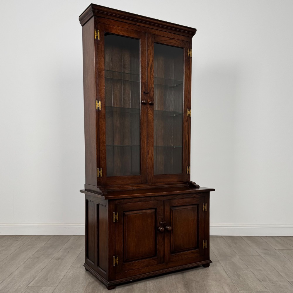 Antique 20th Century Good Quality Display Cabinet In Oak  View IX