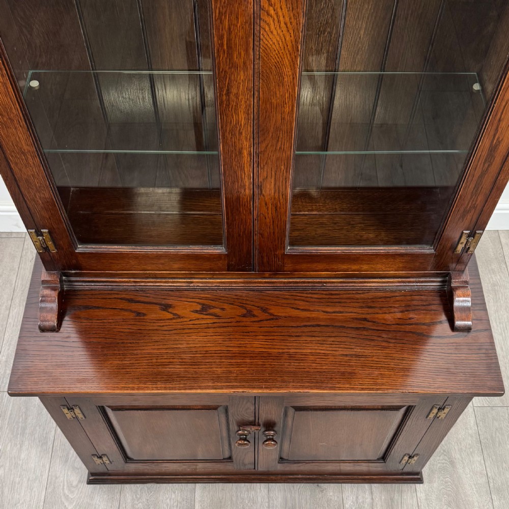 Antique 20th Century Good Quality Display Cabinet In Oak  View X