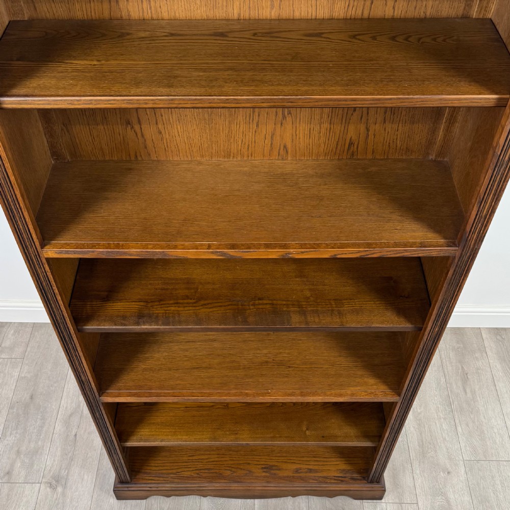Antique 20th Century Good Quality Open Bookcase In Oak  View XI