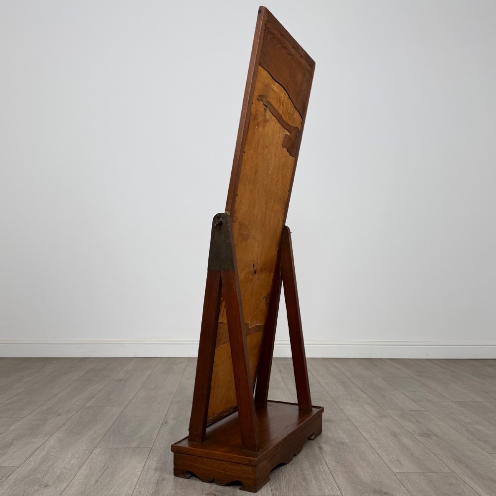 Antique 20th Century Good Quality Cheval Mirror In Oak  View IV