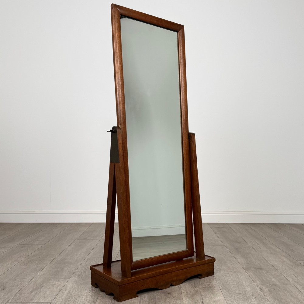 Antique 20th Century Good Quality Cheval Mirror In Oak  View VIII