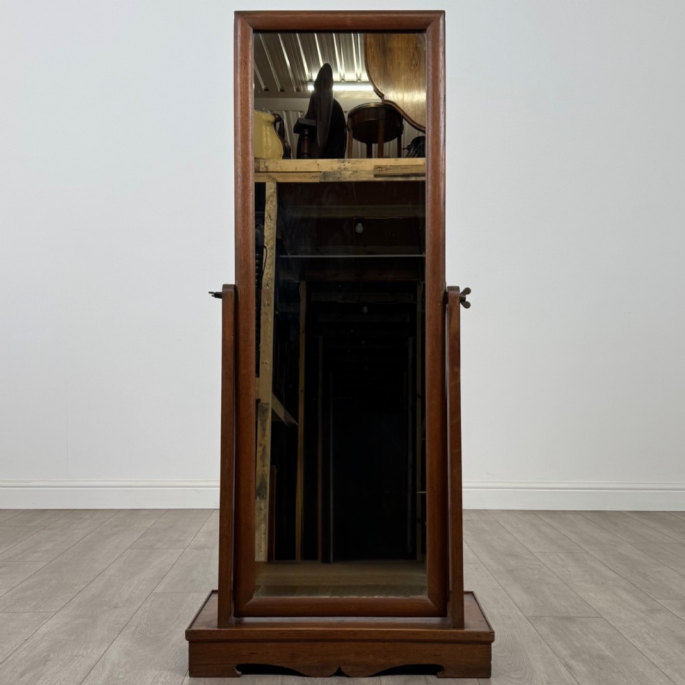 Antique 20th Century Good Quality Cheval Mirror In Oak  View IX