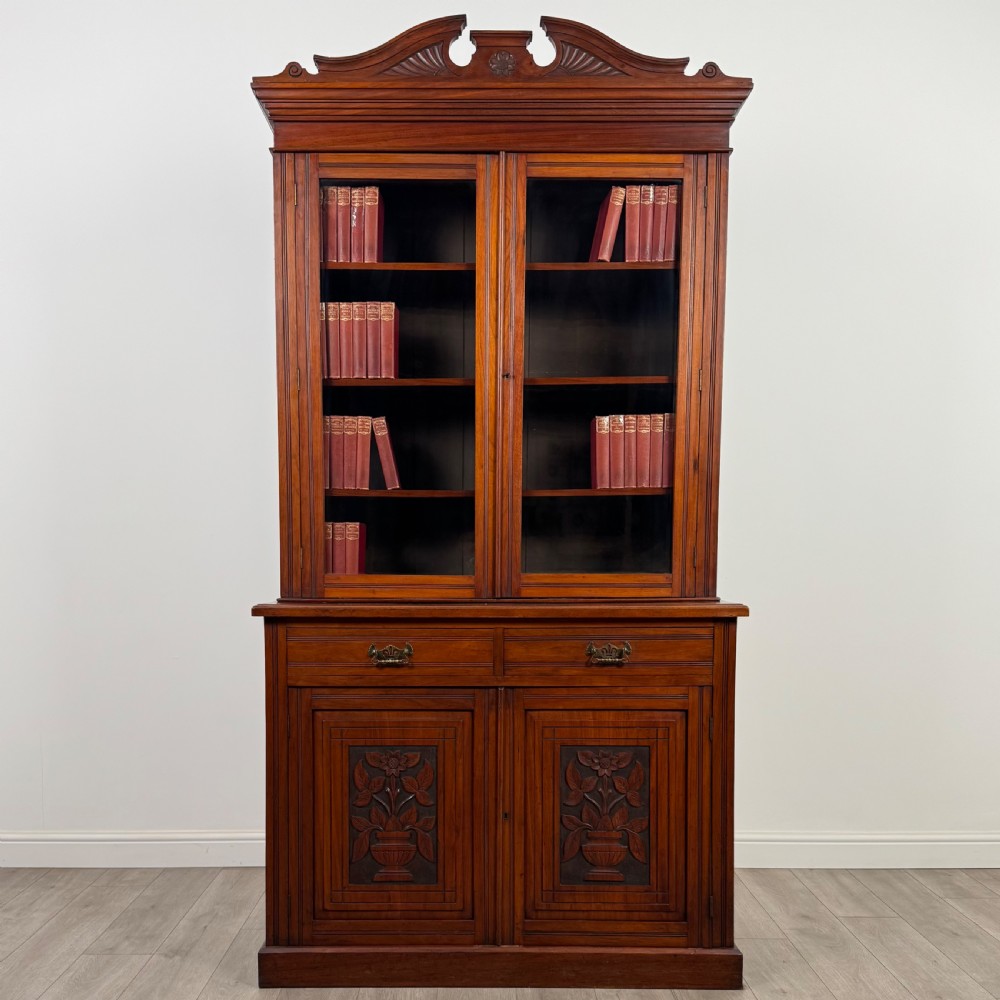 Antique 20th Century Good Quality Bookcase In Walnut 