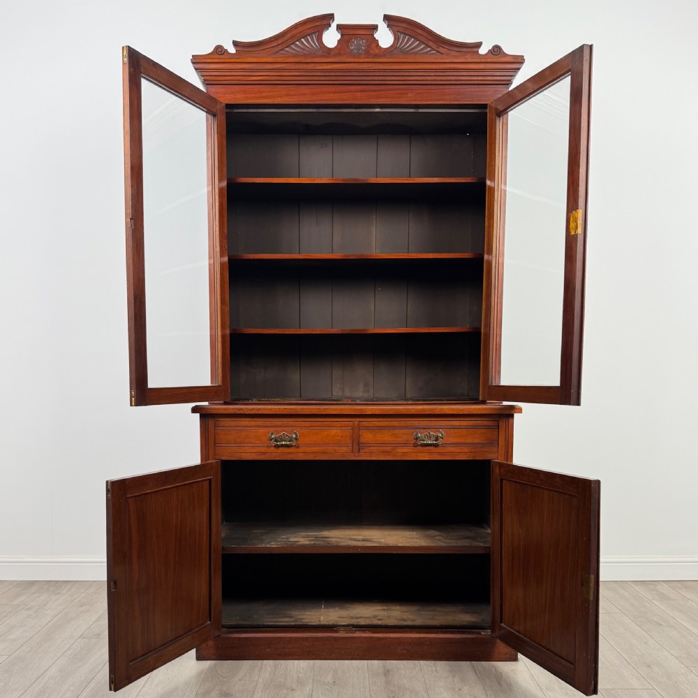 Antique 20th Century Good Quality Bookcase In Walnut  View III