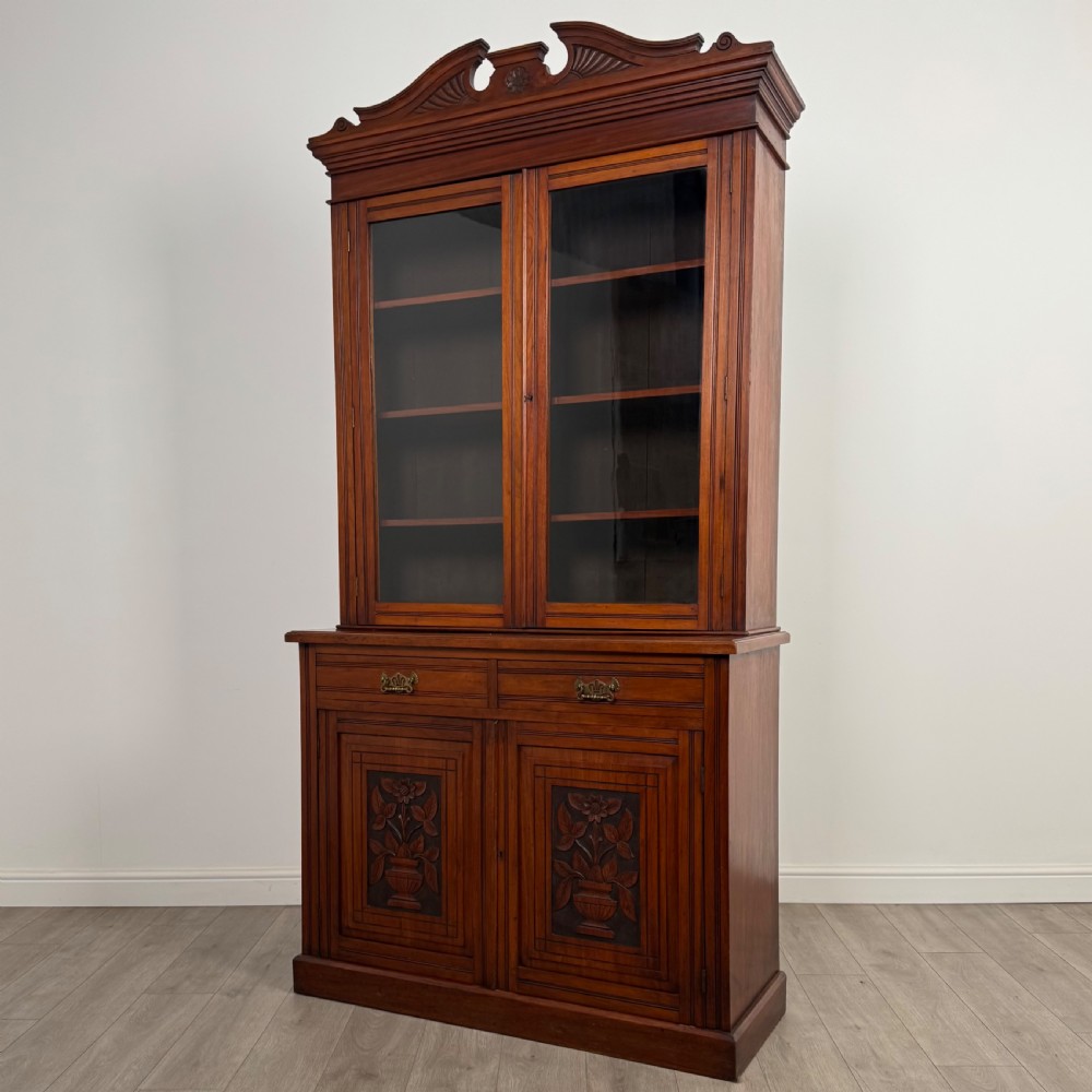 Antique 20th Century Good Quality Bookcase In Walnut  View IV