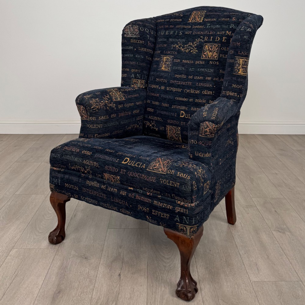 Antique 20th Century Unique Wingback Armchair In Mahogany 