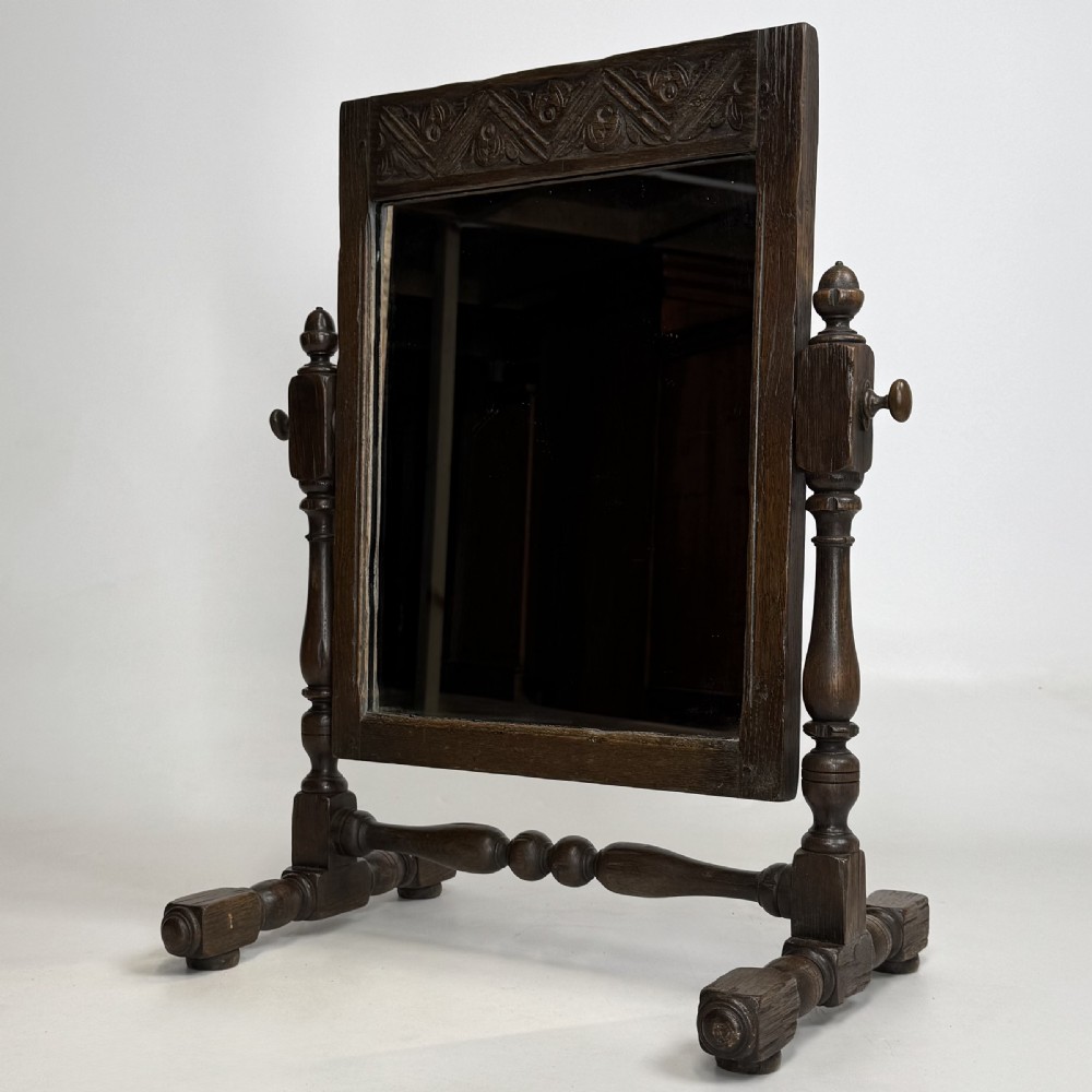 Antique 20th Century Good Quality Dressing Mirror In Oak 