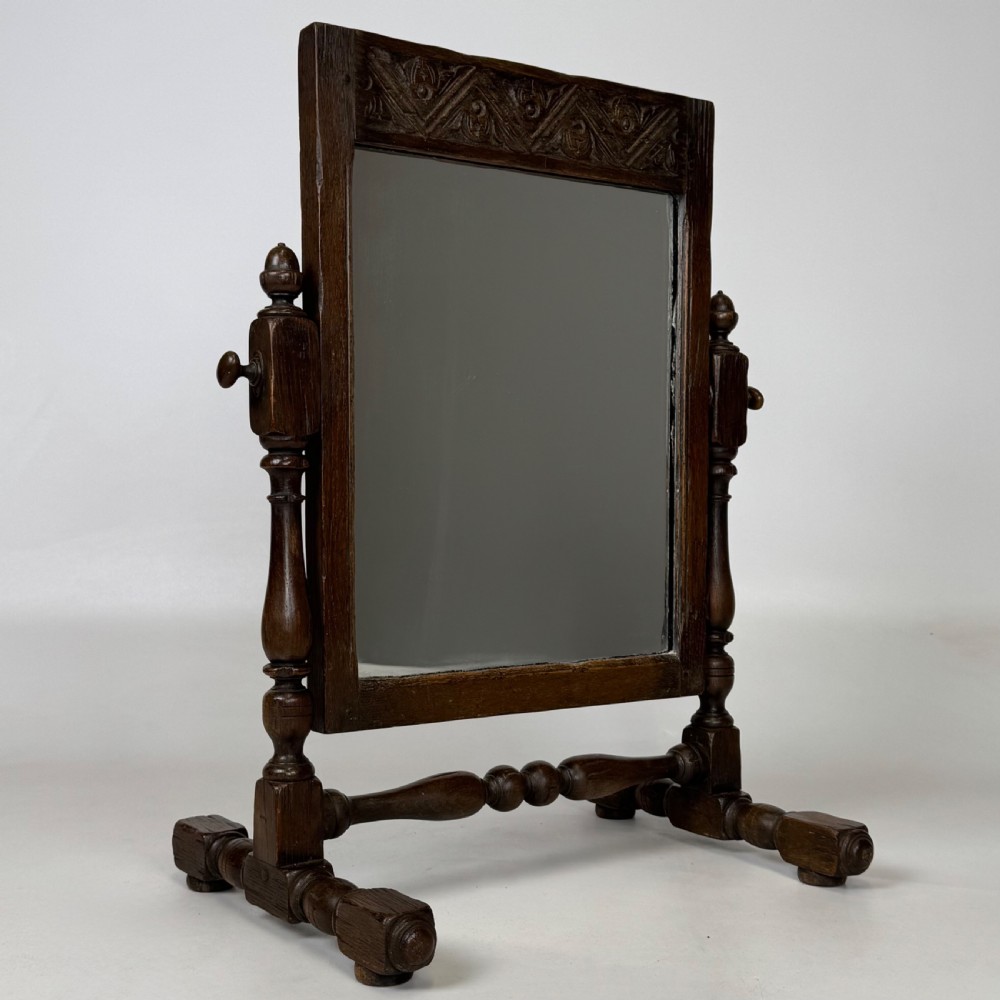 Antique 20th Century Good Quality Dressing Mirror In Oak  View VIII