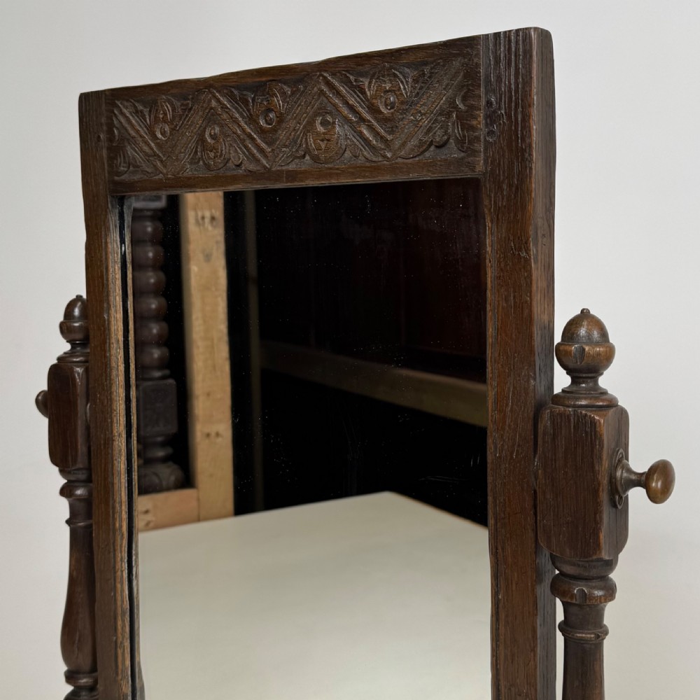 Antique 20th Century Good Quality Dressing Mirror In Oak  View XI