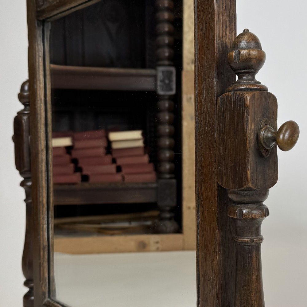 Antique 20th Century Good Quality Dressing Mirror In Oak  View XII