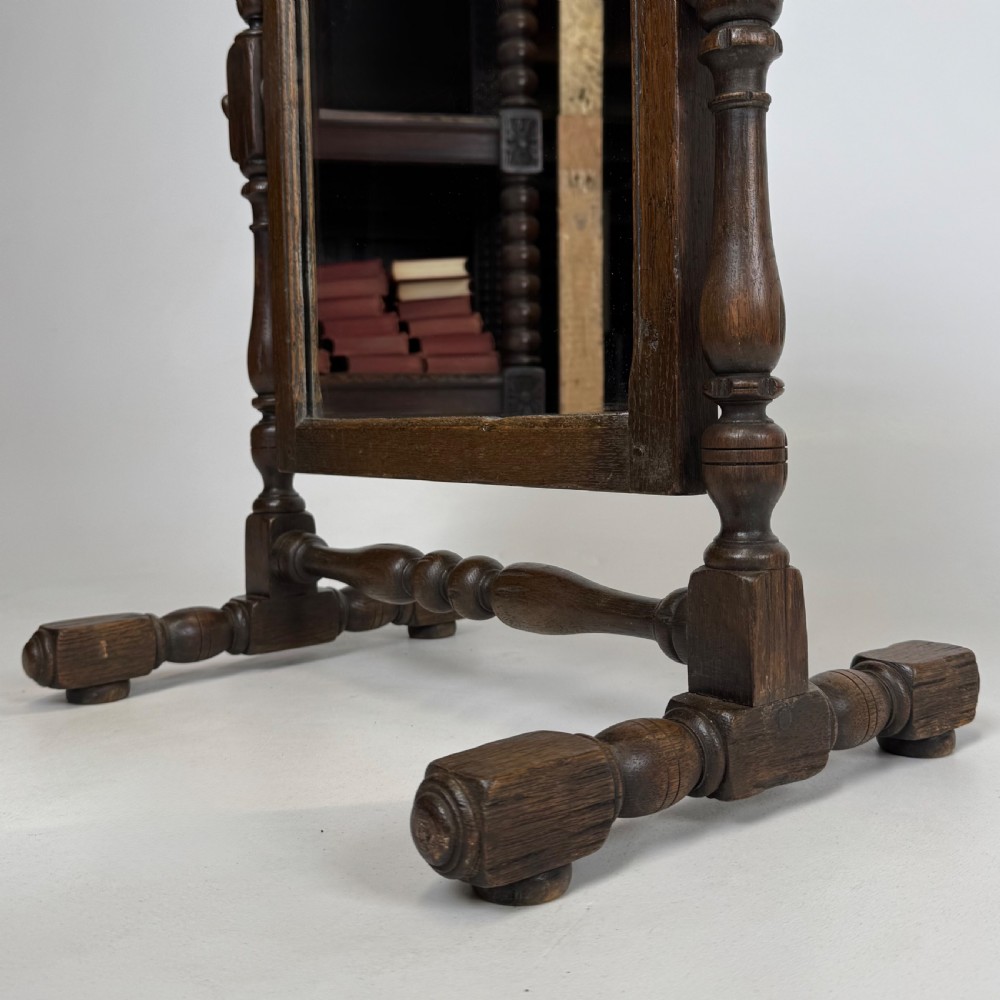 Antique 20th Century Good Quality Dressing Mirror In Oak  View XIII