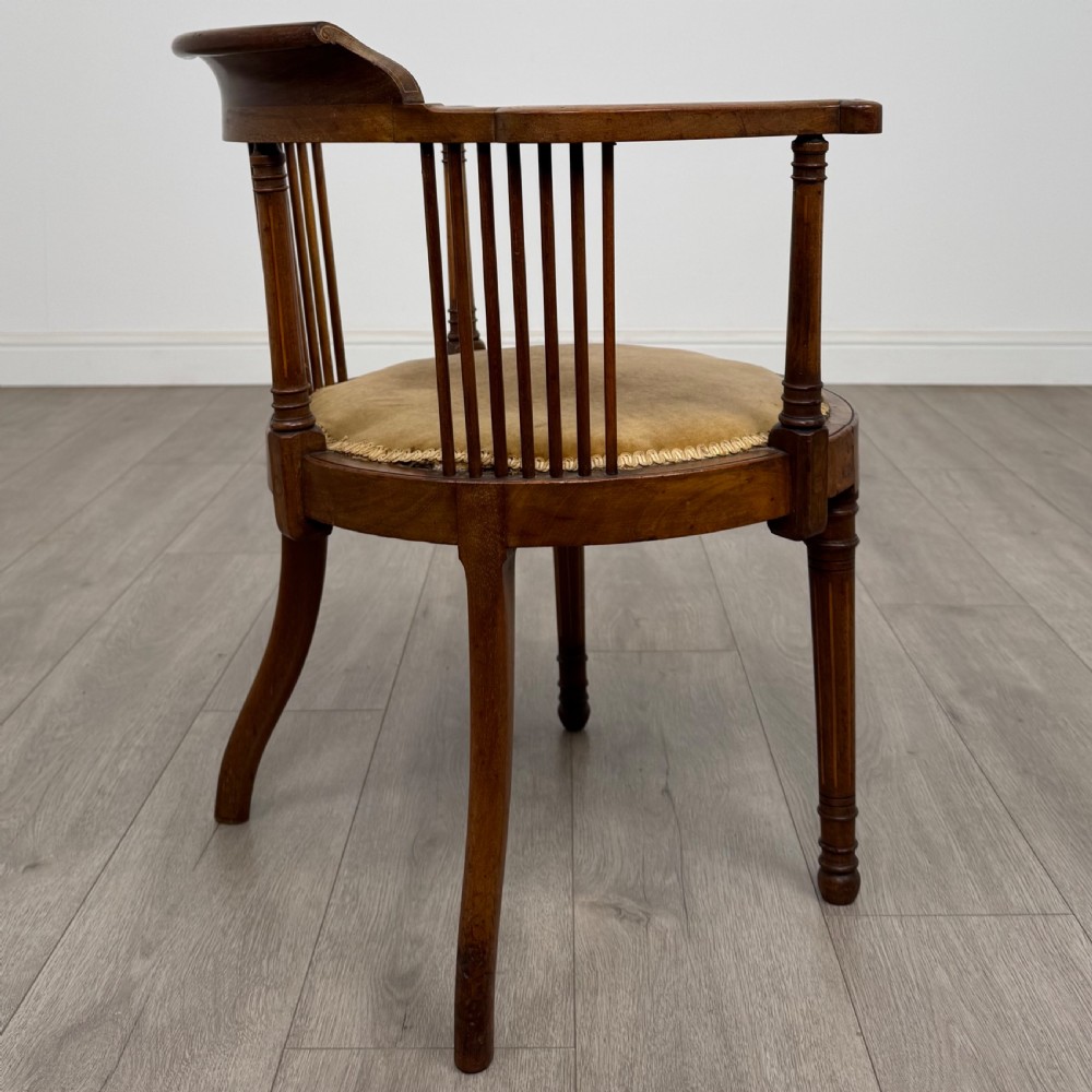 Antique 20th Century Fine Quality Inlaid Tub Chair In Mahogany  View V