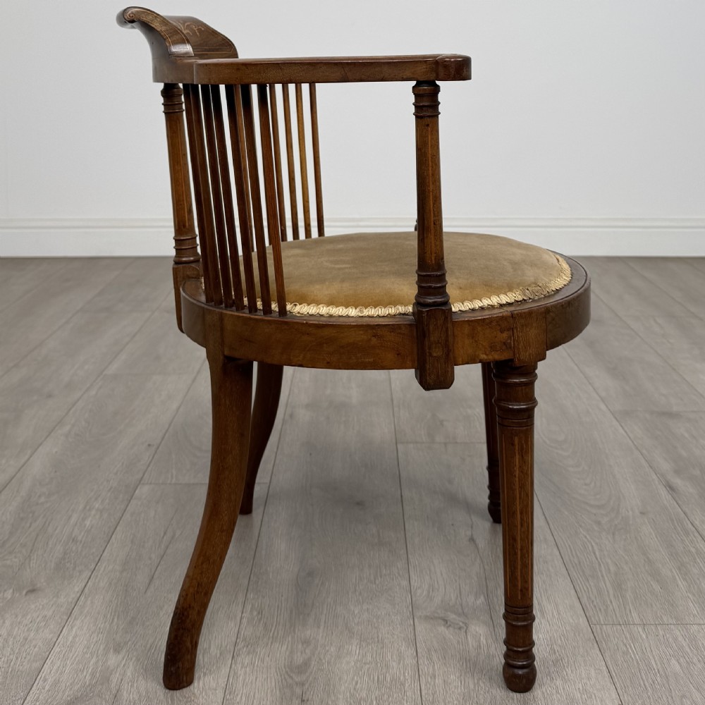 Antique 20th Century Fine Quality Inlaid Tub Chair In Mahogany  View VI