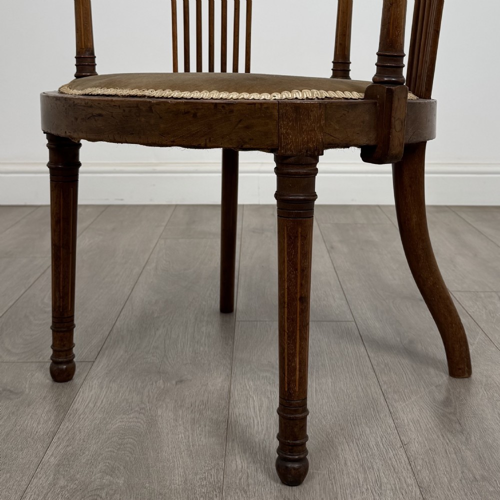 Antique 20th Century Fine Quality Inlaid Tub Chair In Mahogany  View XI