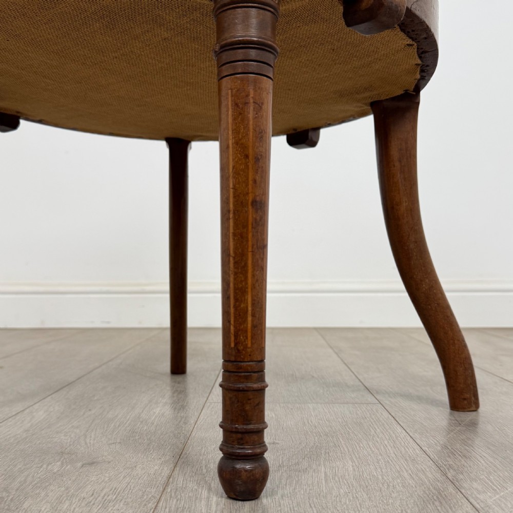 Antique 20th Century Fine Quality Inlaid Tub Chair In Mahogany  View XII