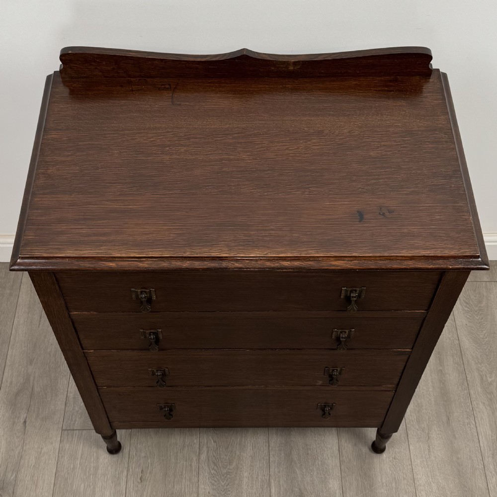 Antique 20th Century Good Quality Chest Of Drawers In Oak View IX