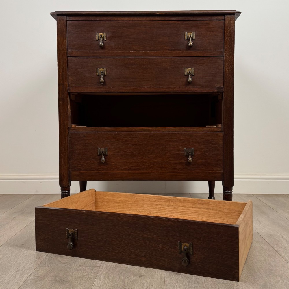 Antique 20th Century Good Quality Chest Of Drawers In Oak View X