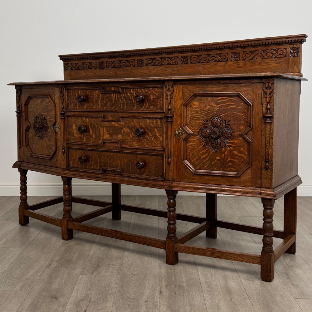 Antique 20th Century Fine Quality Jacobean Style Oak Sideboard  View III
