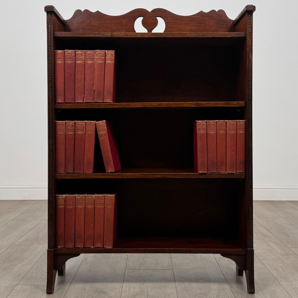 Antique 20th Century Good Quality Small Open Bookcase In Oak