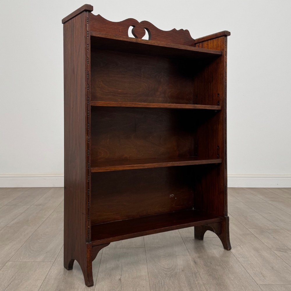 Antique 20th Century Good Quality Small Open Bookcase In Oak View IX
