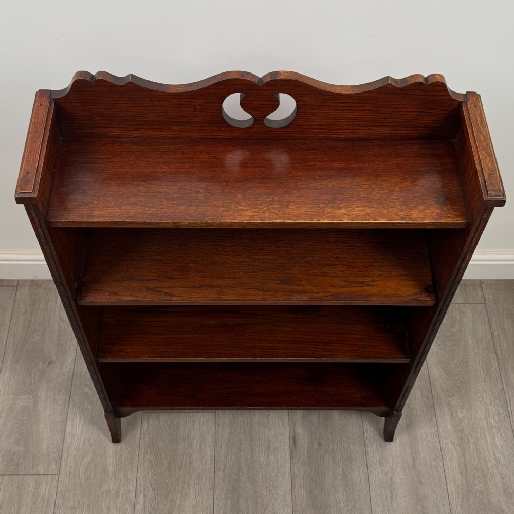 Antique 20th Century Good Quality Small Open Bookcase In Oak View X