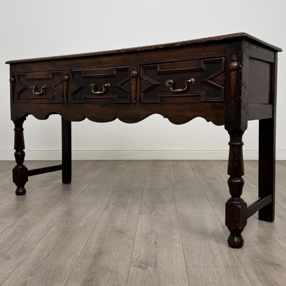 Antique 18th Century Jacobean Style Dresser Base In Oak View II