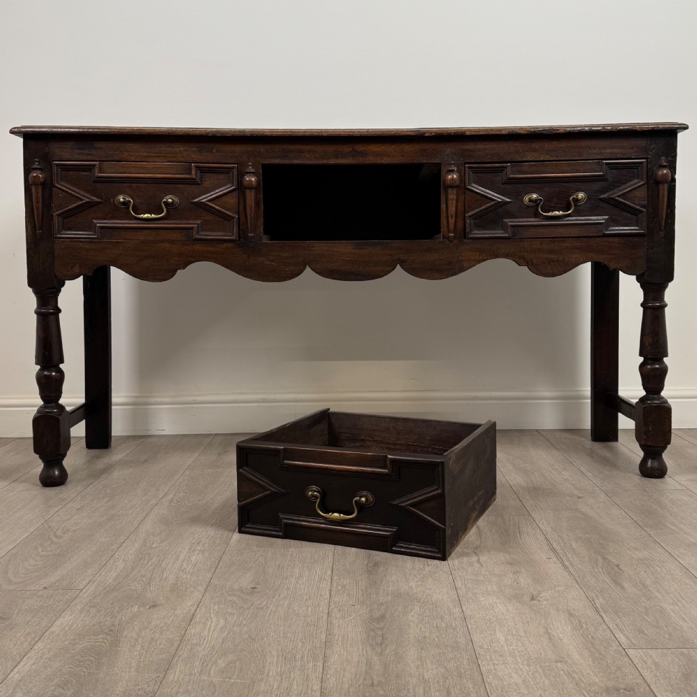 Antique 18th Century Jacobean Style Dresser Base In Oak View X