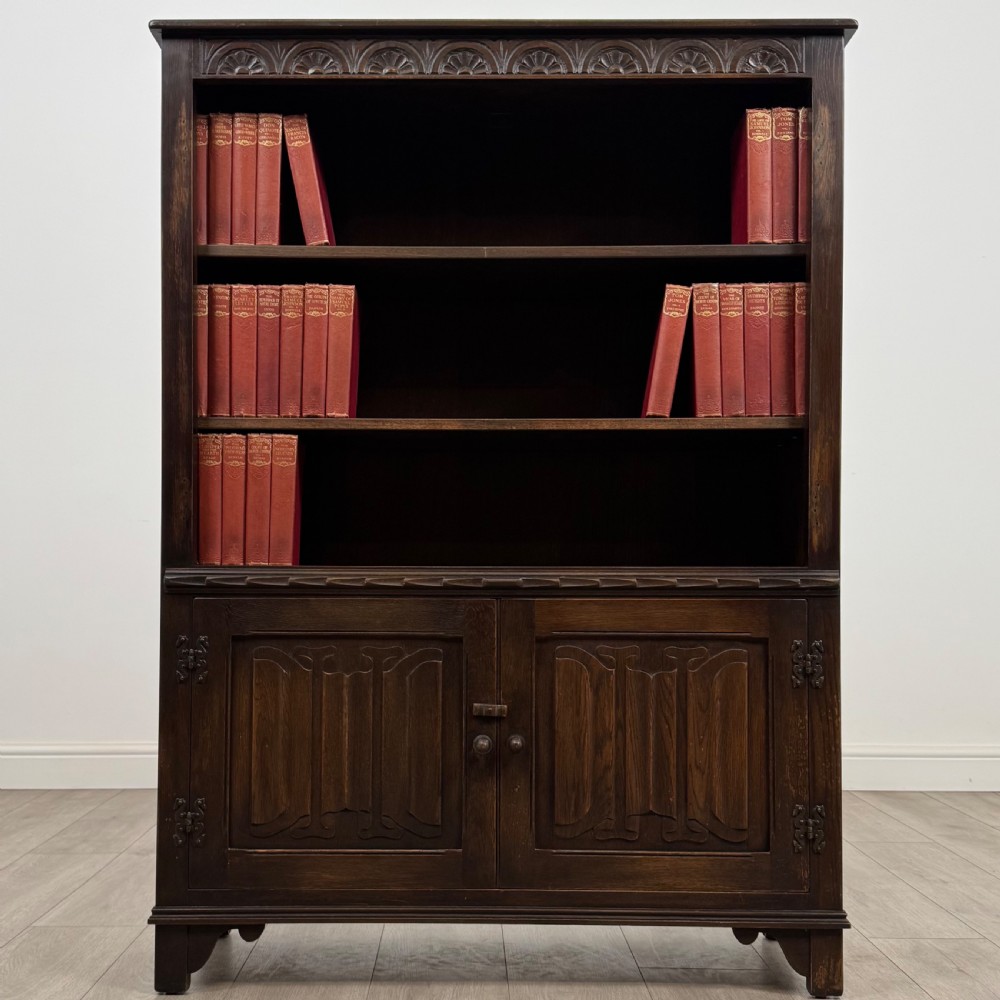Antique 20th Century Open Bookcase In Oak 
