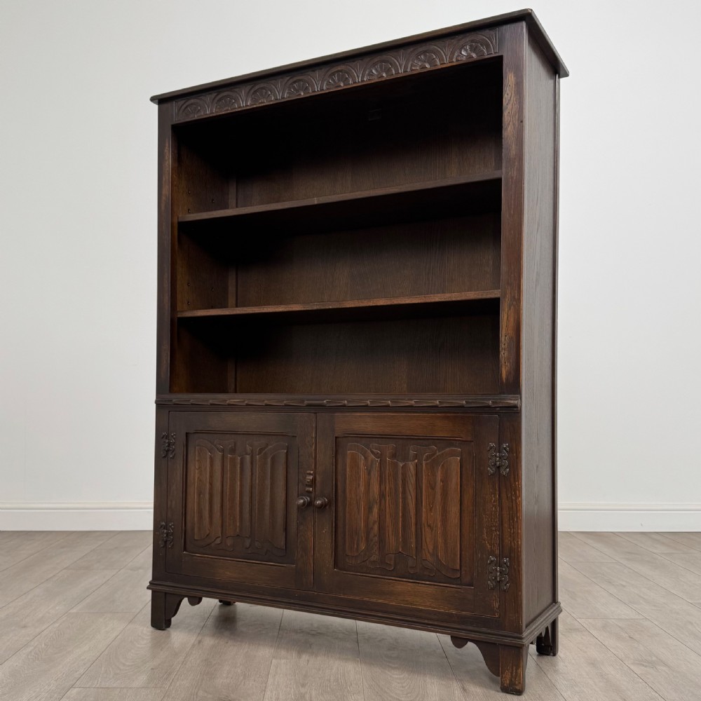 Antique 20th Century Open Bookcase In Oak  View IV