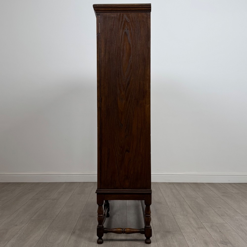 Antique 20th Century Good Quality Display Cabinet In Oak  View V