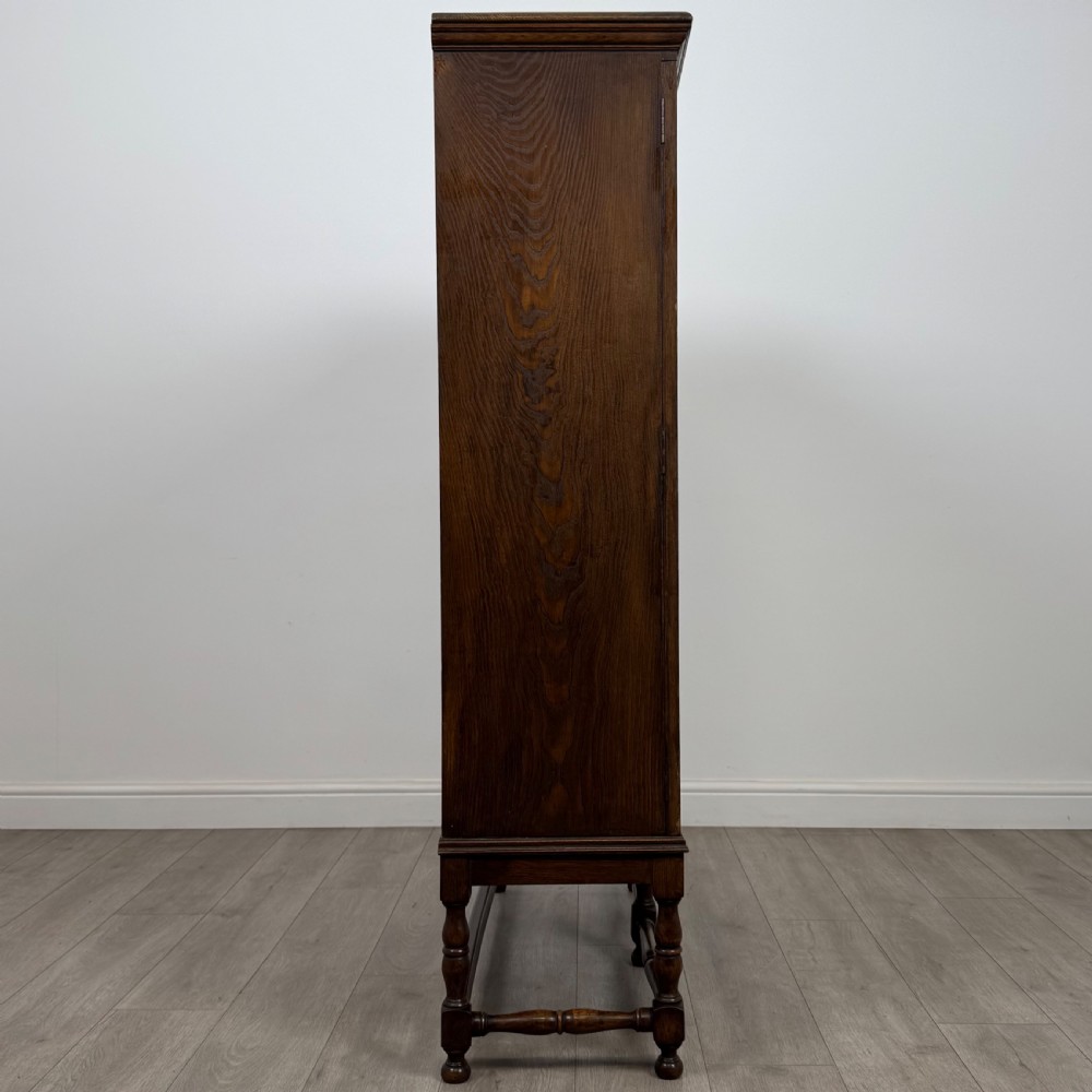 Antique 20th Century Good Quality Display Cabinet In Oak  View IX
