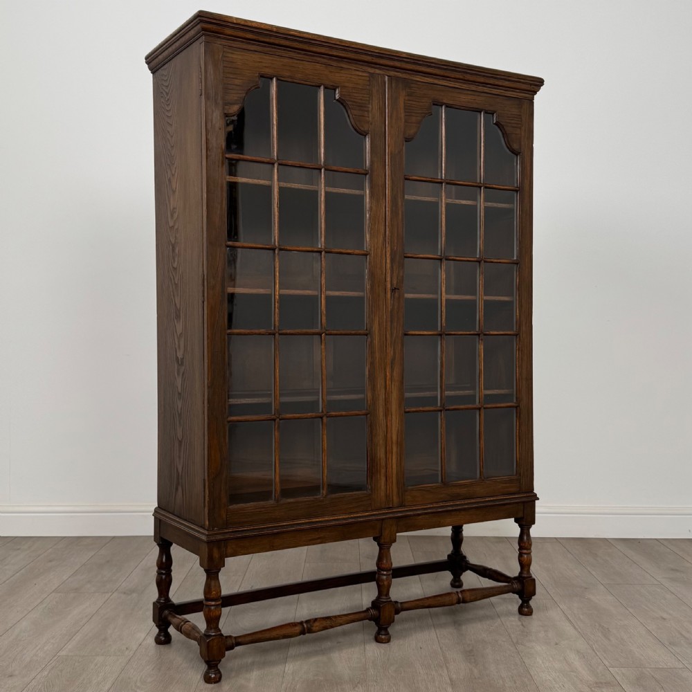 Antique 20th Century Good Quality Display Cabinet In Oak  View X
