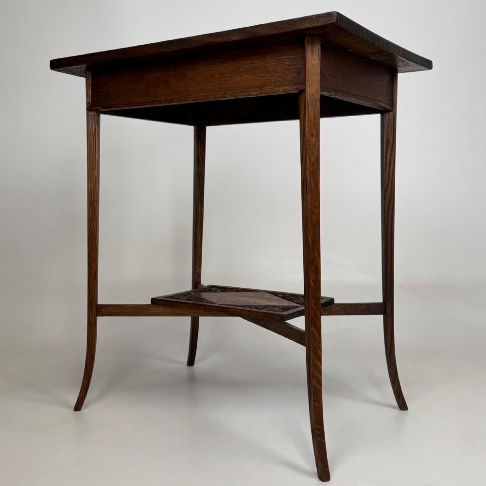 Antique 20th Century Good Quality Carved Oak Side Table View II