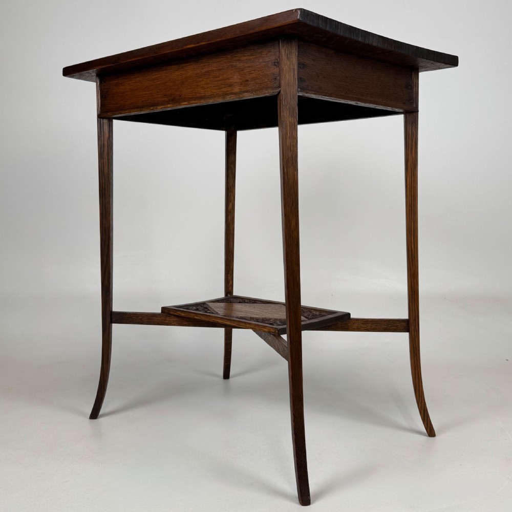 Antique 20th Century Good Quality Carved Oak Side Table View VI