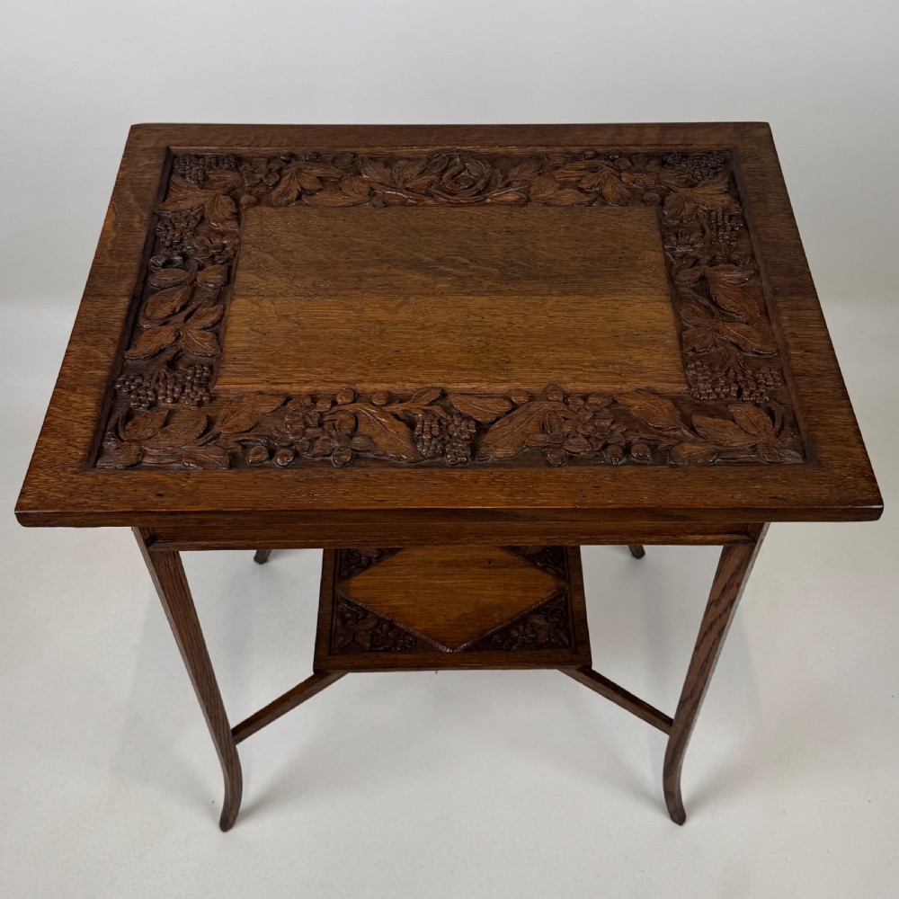 Antique 20th Century Good Quality Carved Oak Side Table View IX