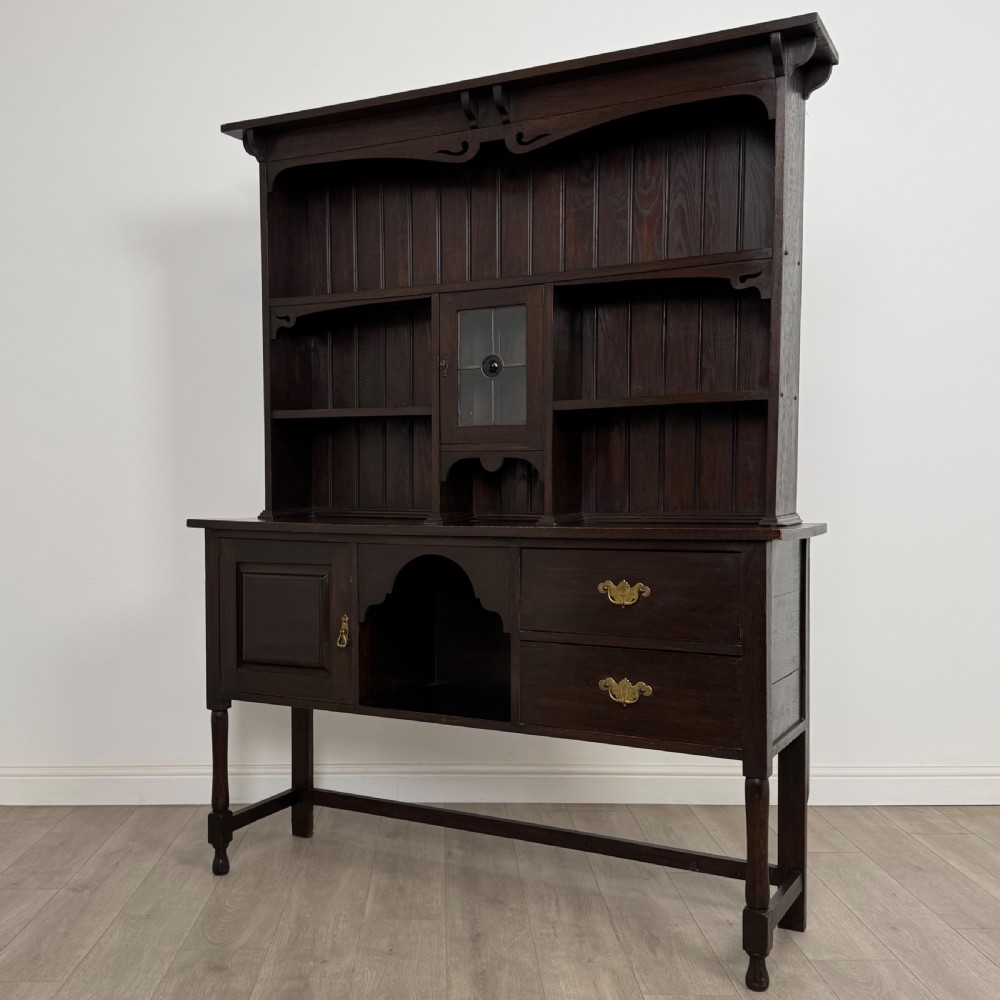 Antique 20th Century Art Nouveau Style Dresser In Oak View III