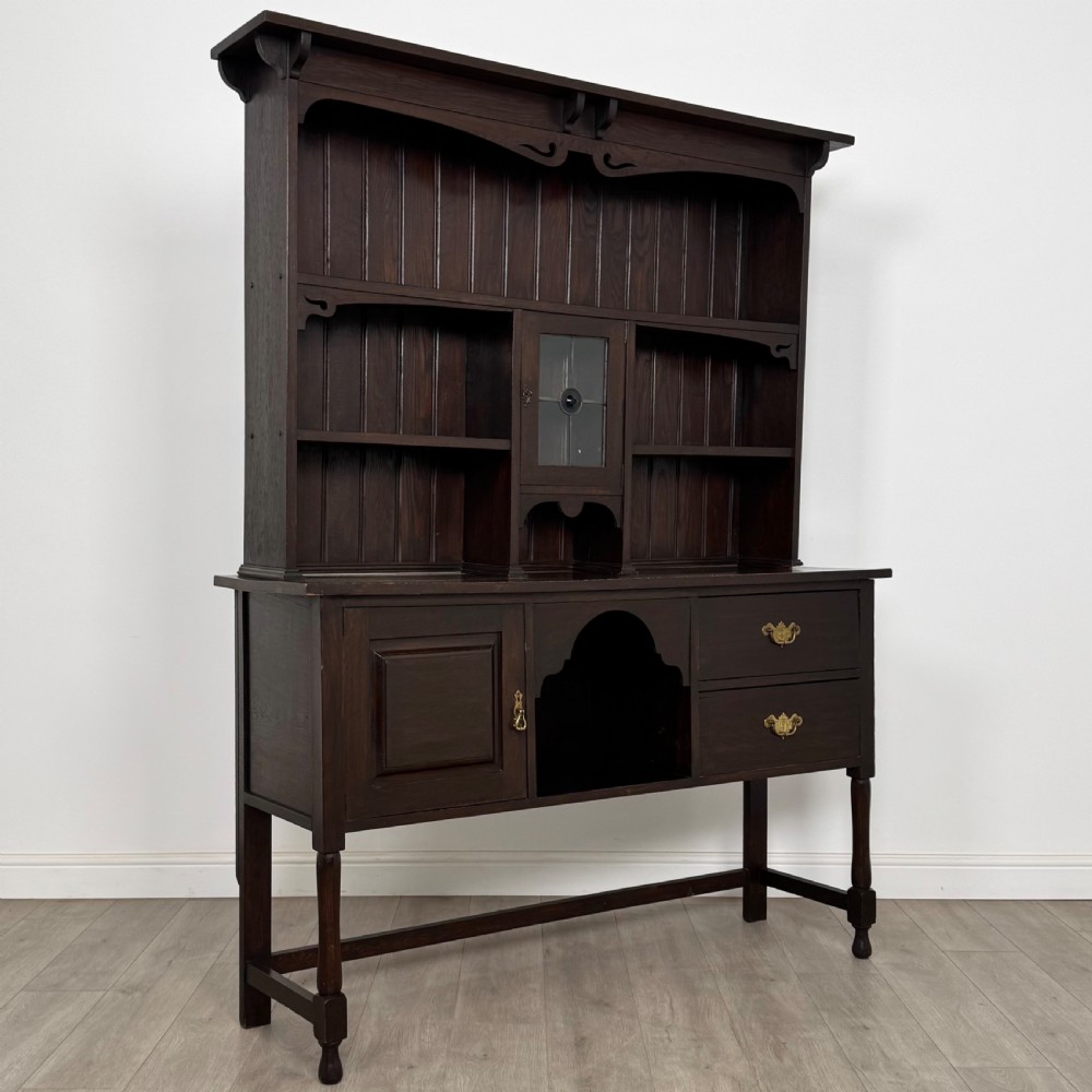 Antique 20th Century Art Nouveau Style Dresser In Oak View IX