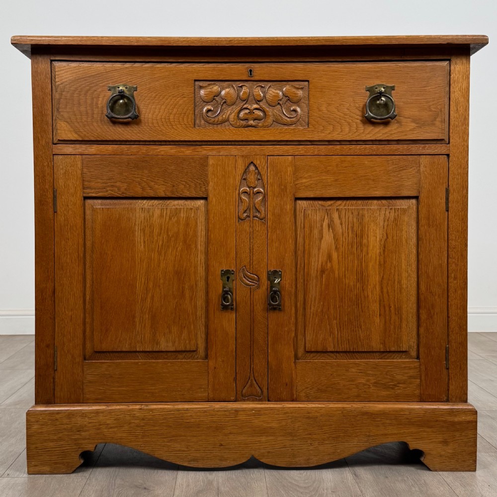 Antique 20th Century Arts & Crafts Secretaire In Golden Oak 