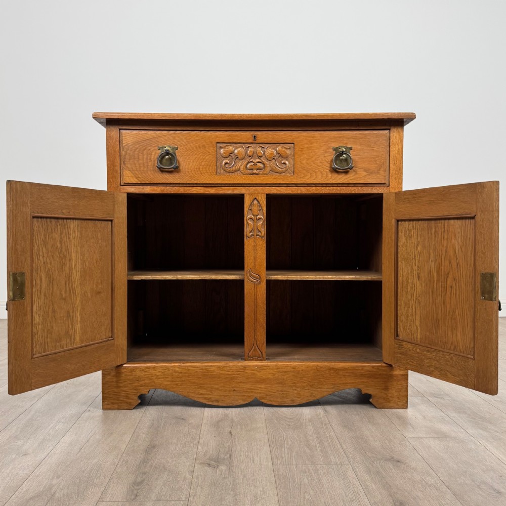 Antique 20th Century Arts & Crafts Secretaire In Golden Oak  View IV