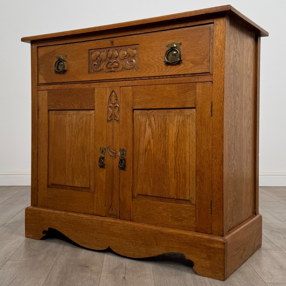 Antique 20th Century Arts & Crafts Secretaire In Golden Oak  View V