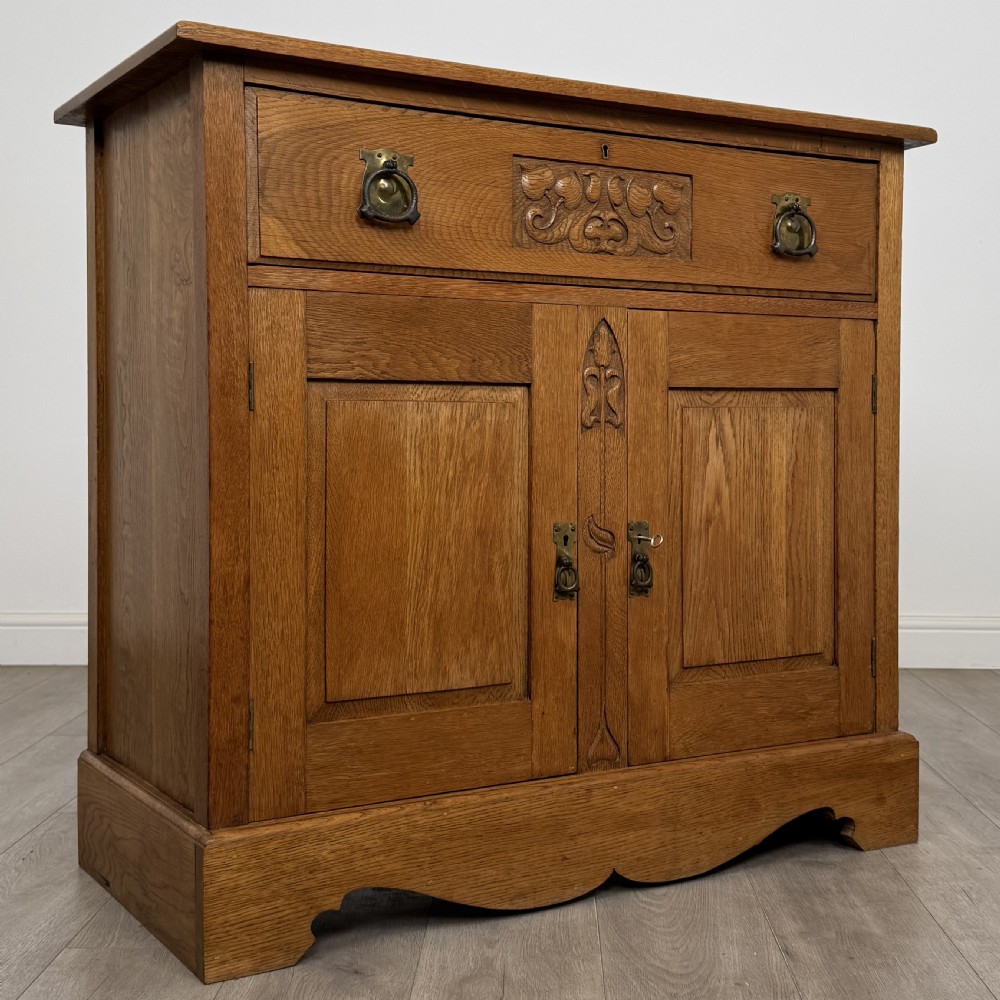 Antique 20th Century Arts & Crafts Secretaire In Golden Oak  View XI