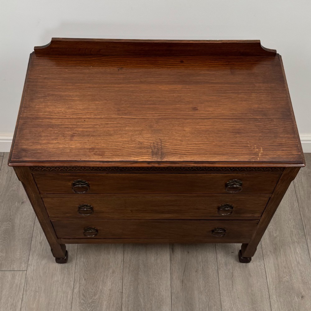 Antique 20th Century Good Quality Chest Of Drawers In Oak  View X