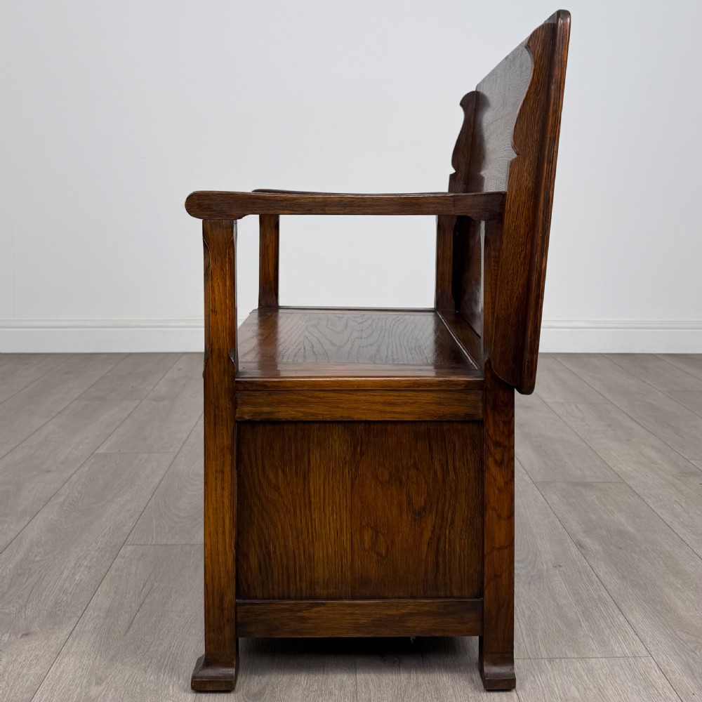 Antique 20th Century Good Quality Monks Bench In Oak  View IV