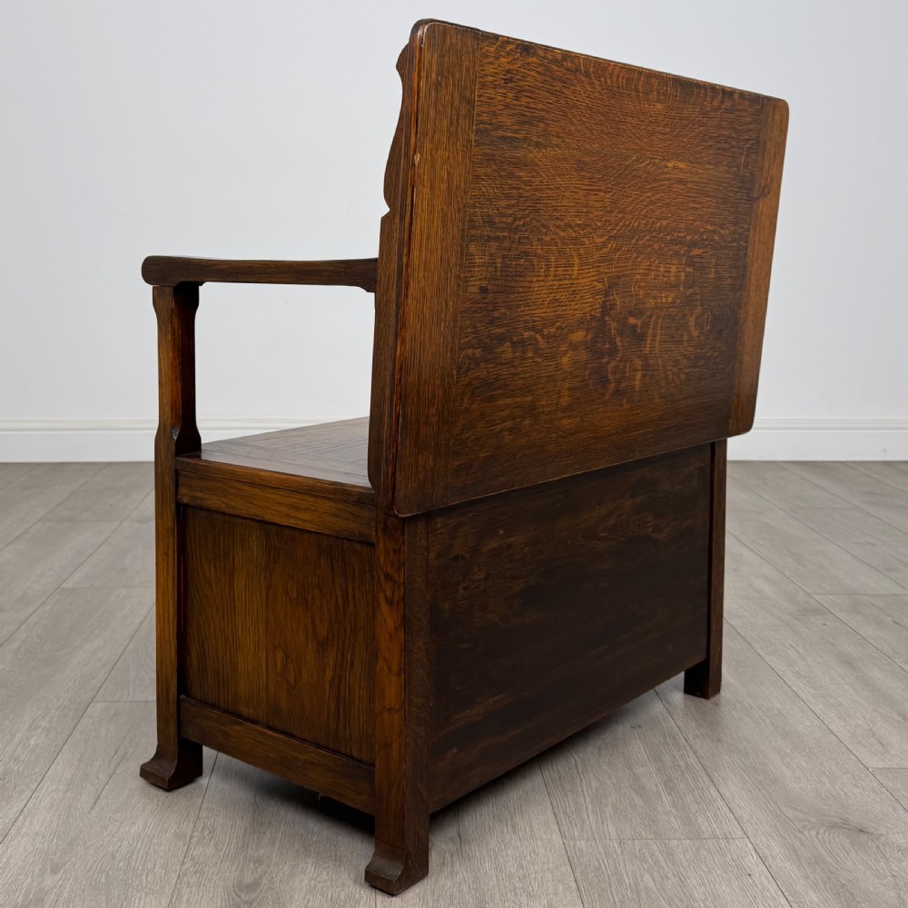 Antique 20th Century Good Quality Monks Bench In Oak  View V