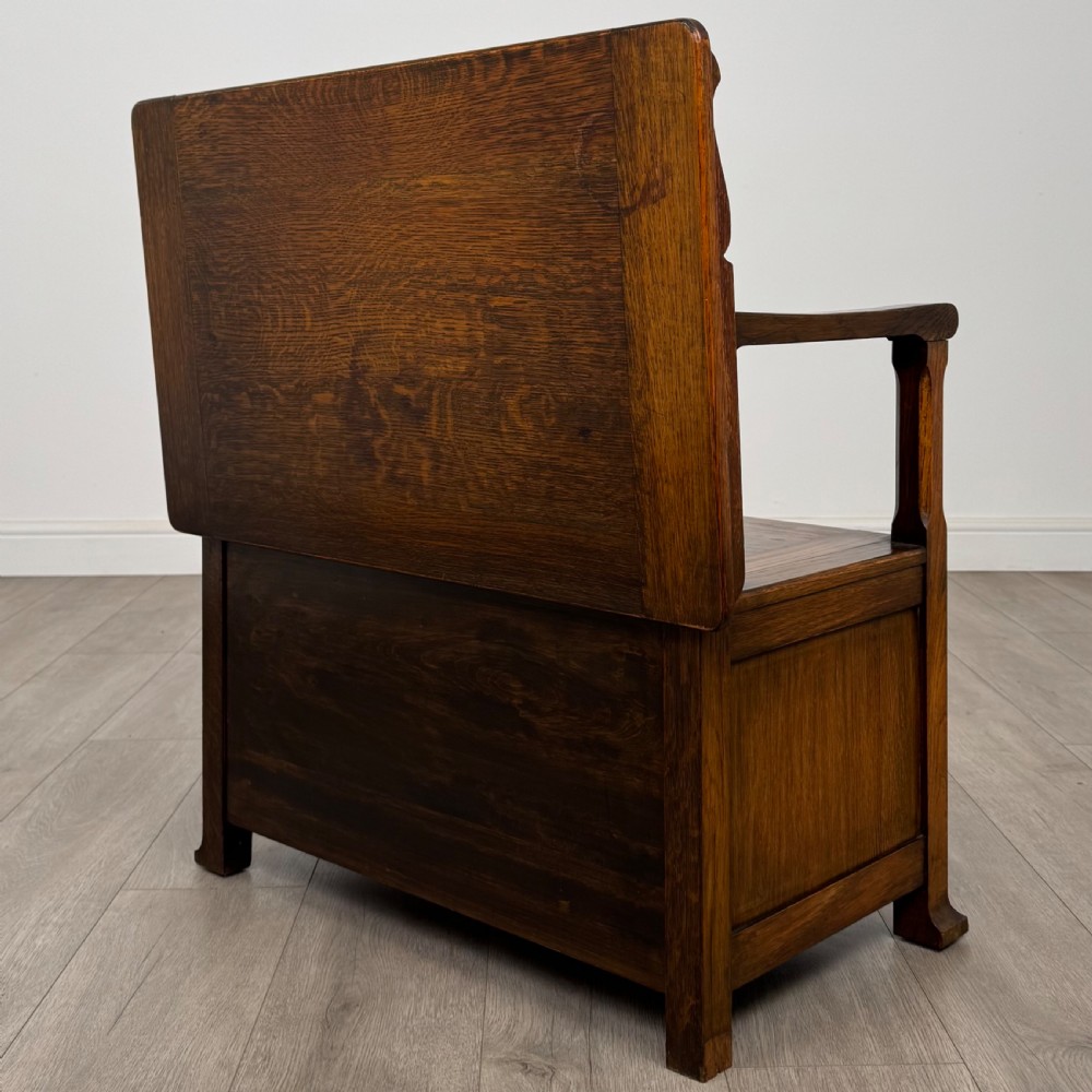 Antique 20th Century Good Quality Monks Bench In Oak  View VII