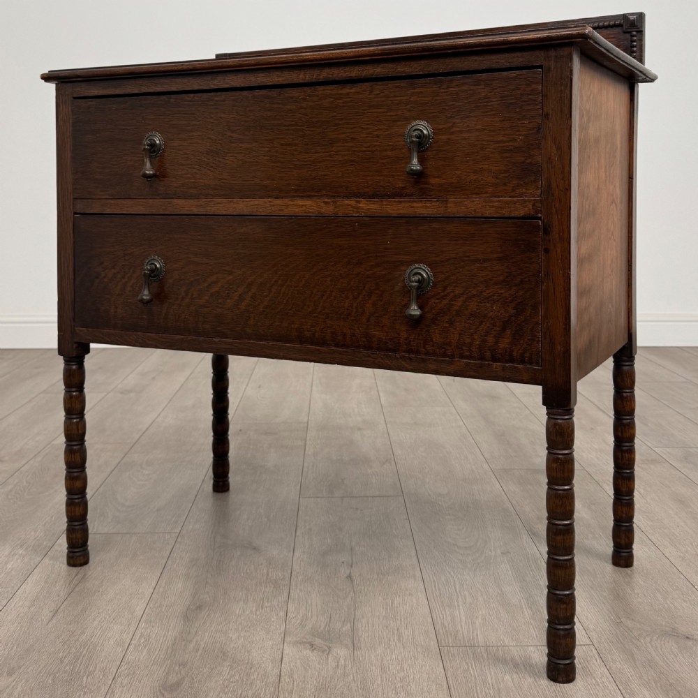 Antique 20th Century Bobbin Turned Chest Of Drawers In Oak  View II